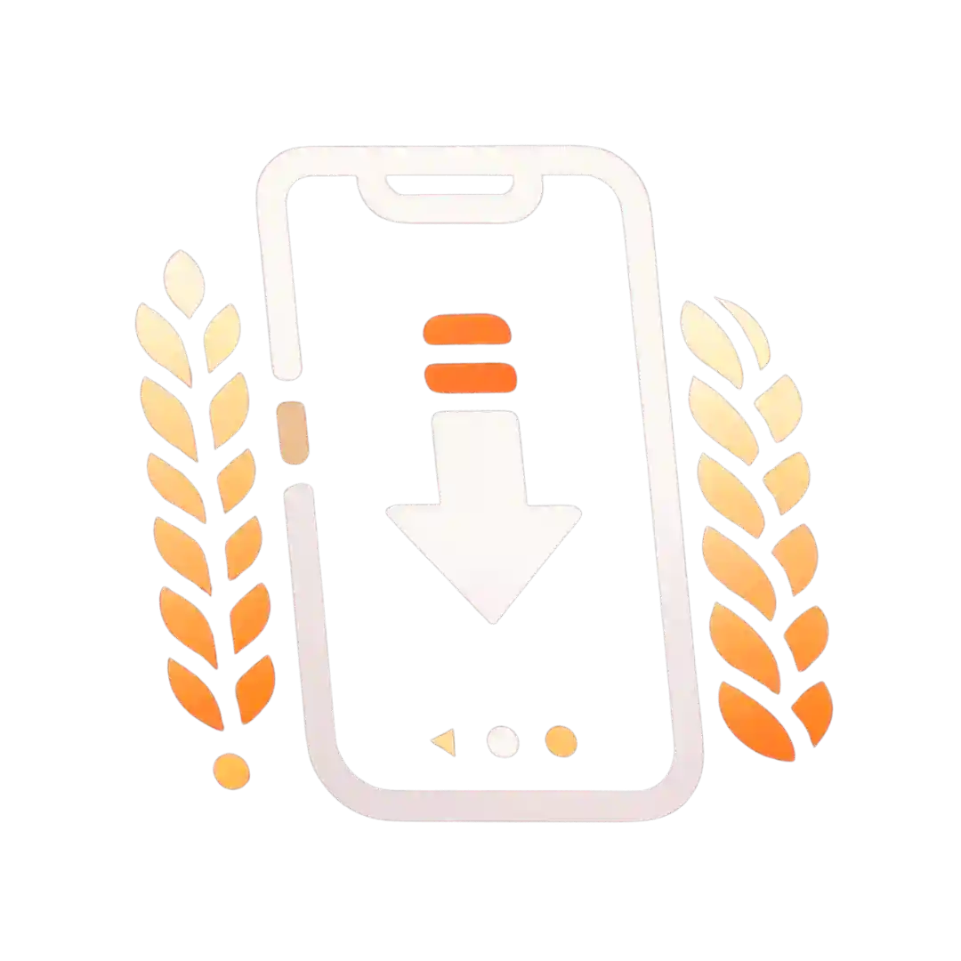 Save to contacts icon featuring a phone and laurel branches.