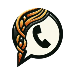 WhatsApp icon with a braid design, incorporating orange and black colors.
